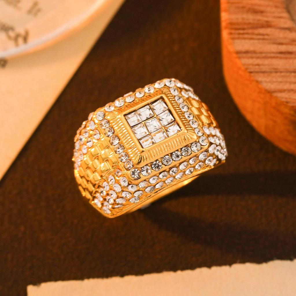 Men's Hip-hop Fashion Brand Street Dance Ring High-end Zircon Ring