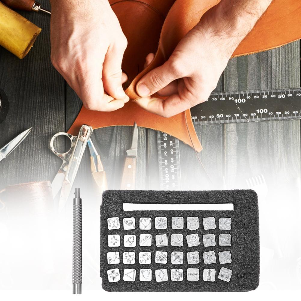 

32 шт. штампов для кожаных изделий из цинкового сплава, набор инструментов для тиснения, резьбы и ручек