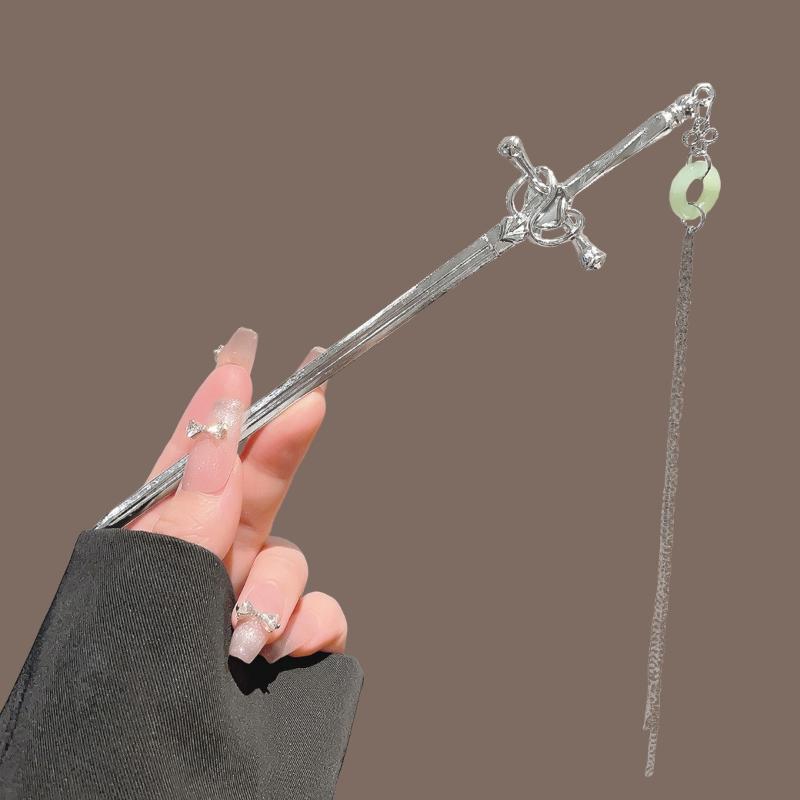 DIY Creative Chinese Style Hairpin Punk Sword Shape Hair Fork Fashion Hair Accessory for Women Cosplay Hanfu Party Wear
