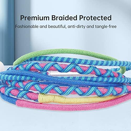 URIZONS Nylon Braided Wired Earphones, Tangle-Free, Lighting Earbuds with Microphone Controller, Noise Blocking, Compatible with iPhone 12/mini/Pro/Pr