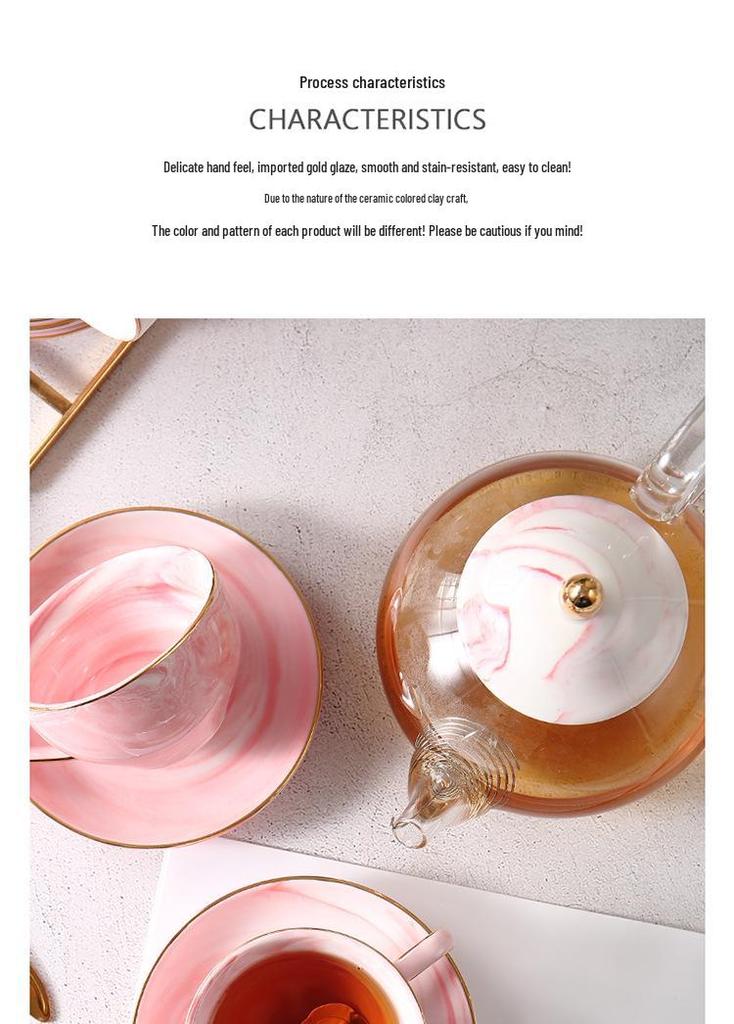 Elegant Nordic Flower Tea Set with Wax Heater