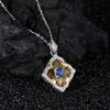 Xiaohongshu Colored Treasure Collarbone Chain S925 Sterling Silver Inlaid With Natural Sapphire Necklace Women'S Light Luxury Earrings Pendant