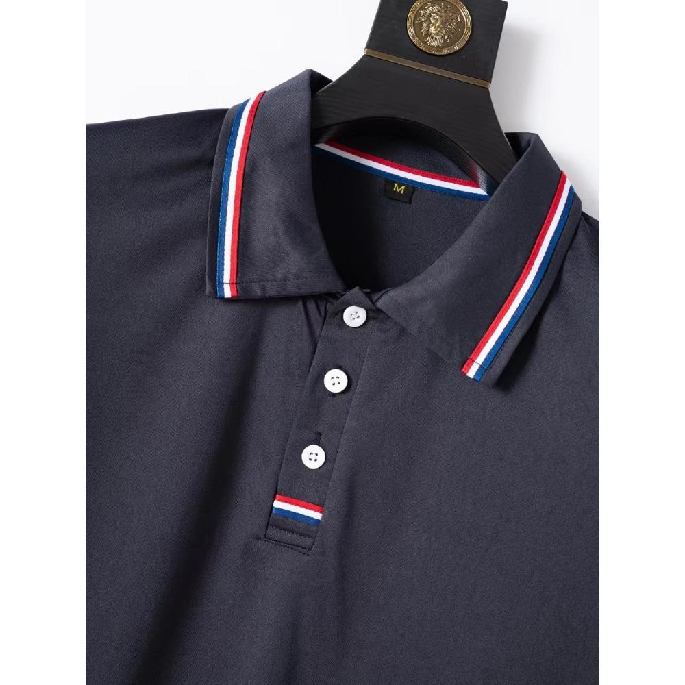 Men's Casual Polo Shirt Button Solid Color Versatile T-shirt