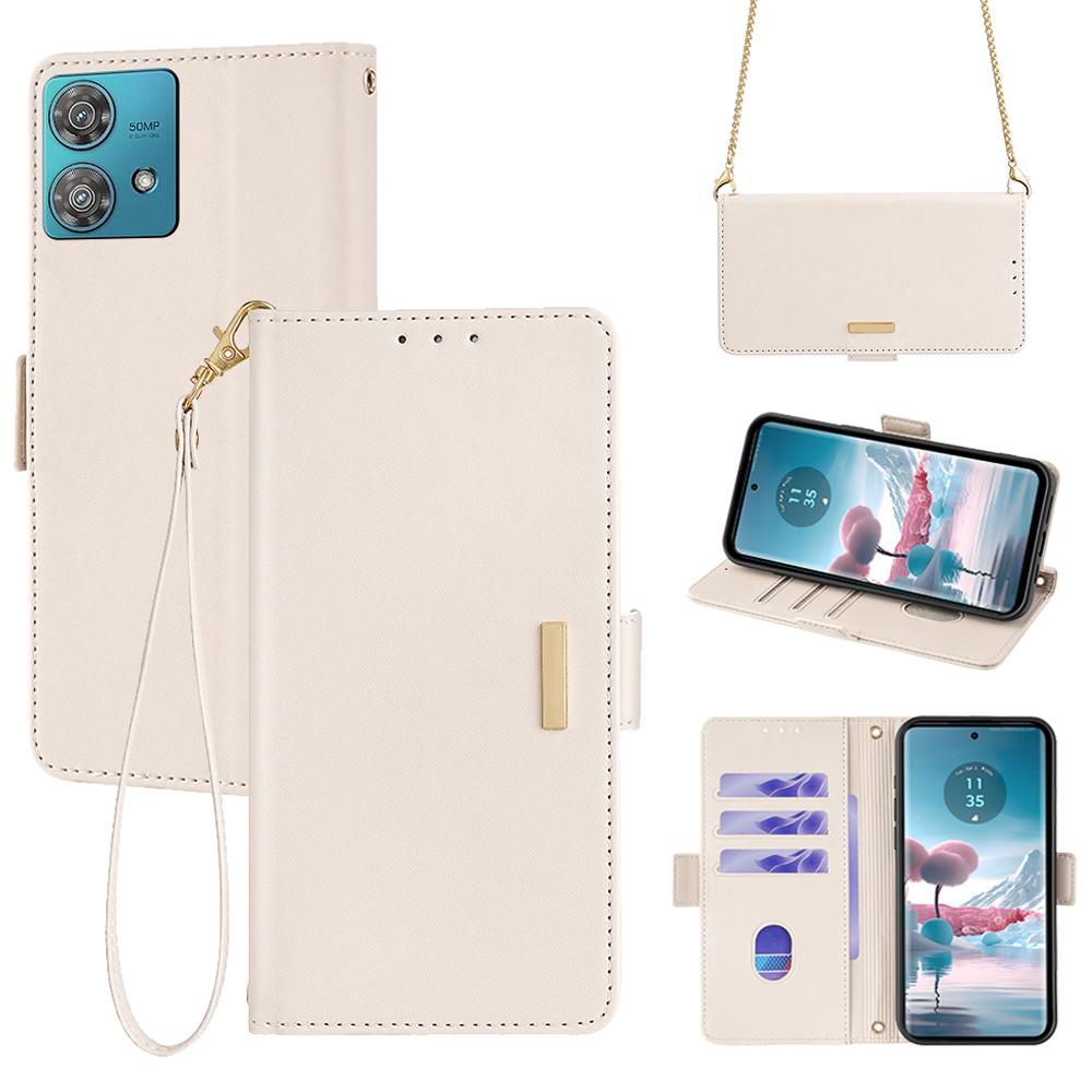 For Motorola Edge 40 Neo 5G Wallet Case RFID Blocking PU Leather Phone Cover with Straps