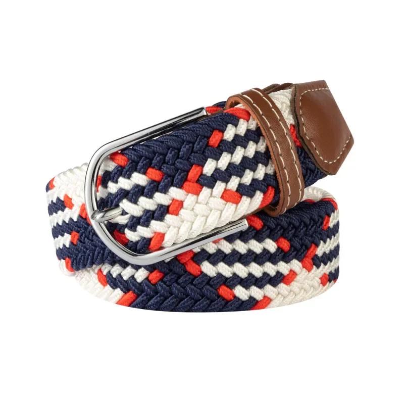 107/120/130cm Unisex Elastic Fabric Woven Casual Belt Pin Buckle Expandable Braided Stretch Canvas Leisure Belts for Men Women