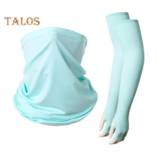 

2 шт./комплект летний солнцезащитный рукав и шарф комплект Ice Silk хорошая воздухопроницаемость быстросохнущий пылезащитный защитный щиток для лица унисекс для велоспорта в пустыне приключения рука циан