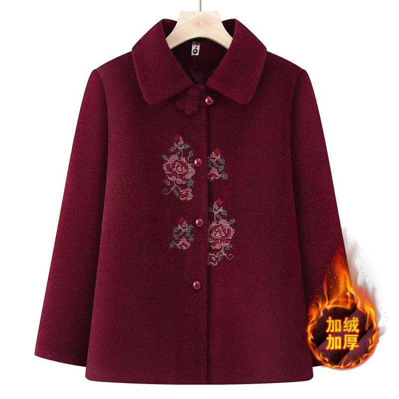Autumn and Winter Jackets, Fleece Winter Tops, Old Lady Woolen Thickened To Keep Warm