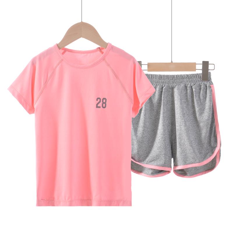 Unisex Sommer-Sportset für Kinder: Atmungsaktives T-Shirt & Cooles kurzärmeliges Mädchen-Top 120 cm pink