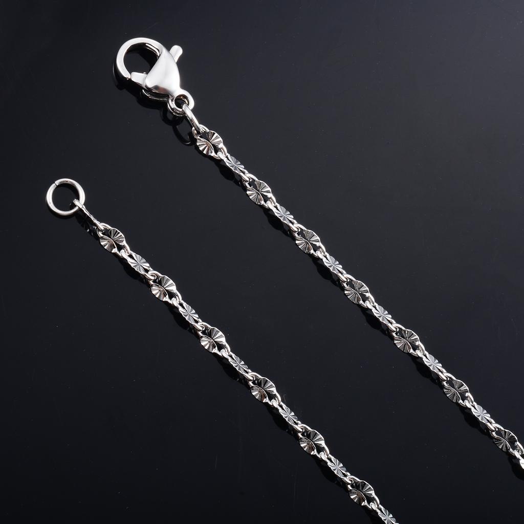 Yadreva Lip Embossed Chain 2.5mm Thin Stainless Steel Necklace Handmade Link Waterproof Jewelry Accessories