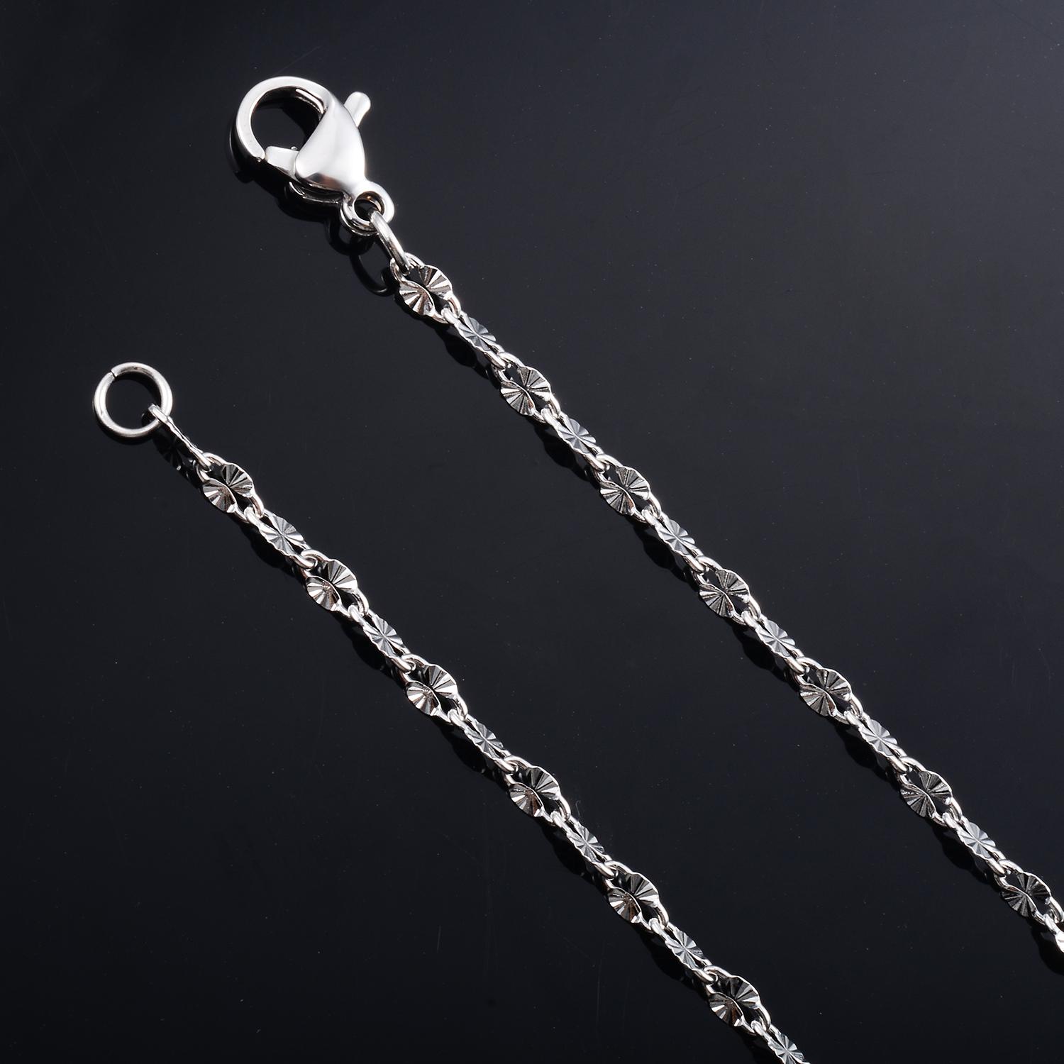 

Yadreva Lip Embossed Chain 2.5mm Thin Stainless Steel Necklace Handmade Link Waterproof Jewelry Accessories 45CM серебряный