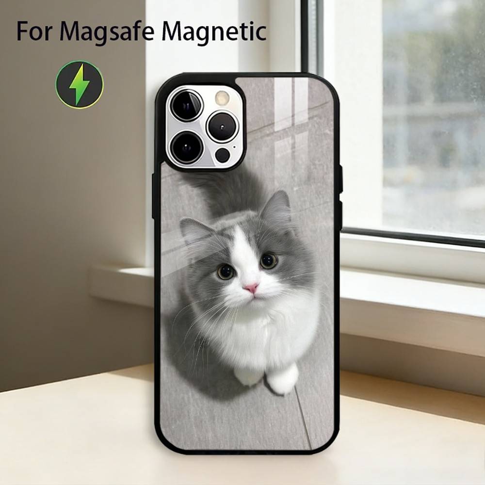 

Lovely Funny Cat Phone Case For iPhone17,16,15,14,13,12,11 Plus,Pro Magnetic For Magsafe Wireless Charging iPhone14Plus