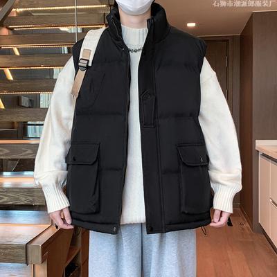 Japanese Retro Multi-pocket Tooling Cotton-padded Clothes, Cotton-padded Clothes, Vests for Men and Women, Thickened Casual Sleeveless Vest In 