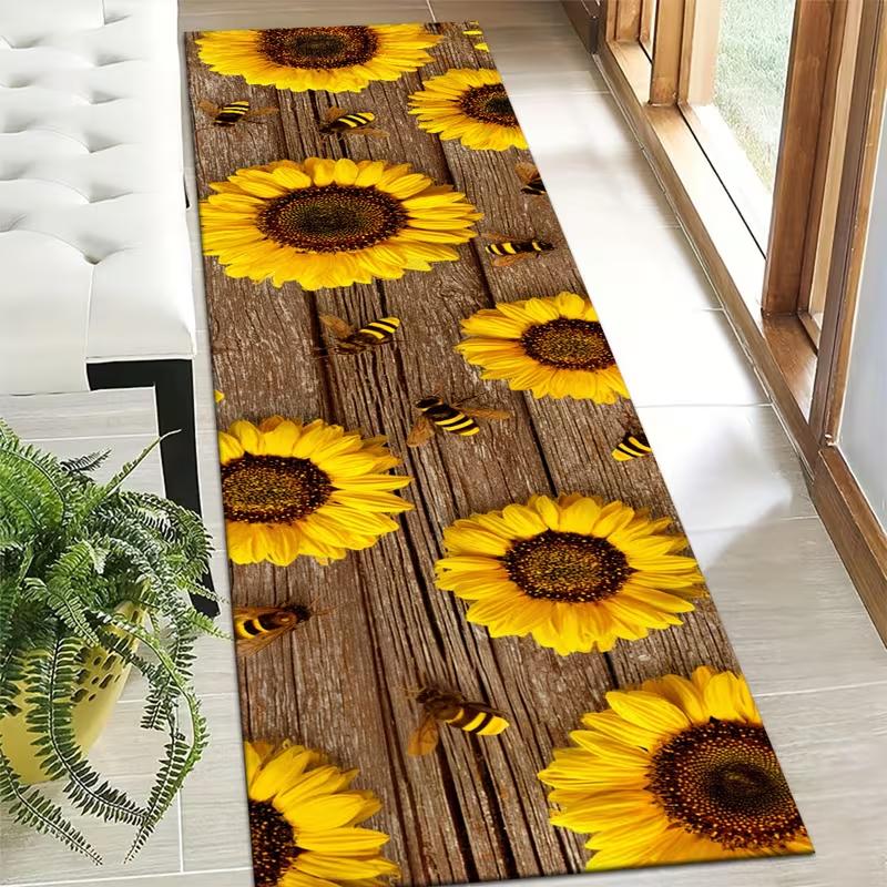 

Long Aisle Carpet Floor Retro Bee Flower Floor Mat Anti Slip Home Decoration in Corridors Bedrooms Kitchens Home Decoration Mat 40X120CM