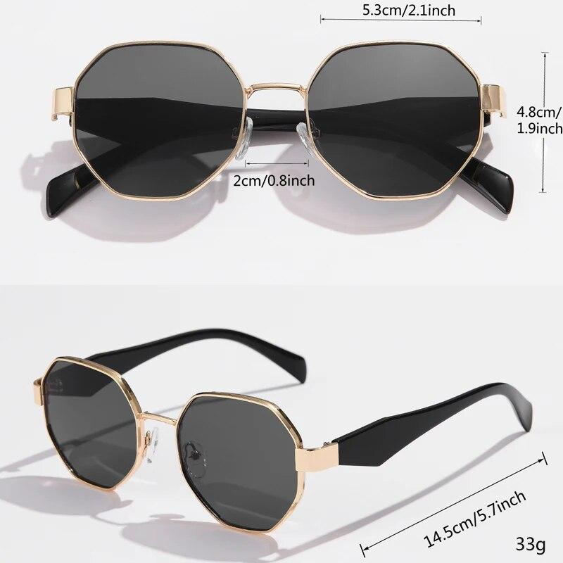Polygon Metal Sunglasses Women Vintage Frames For Female Sun Glasses Luxury Brand Design Punk Eyeglasses Driving Shades UV400
