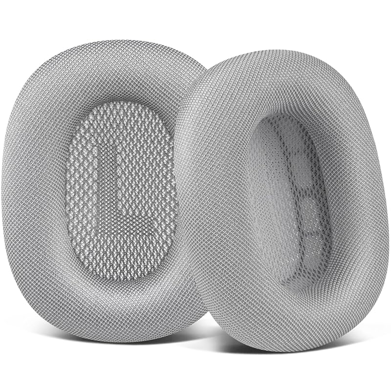 

SOULWIT ear pads ear cushion for Airpods Max Over-Ear headset for exchange earmuffs pad durable mesh fabric head pad soft foam ear cup - silver
