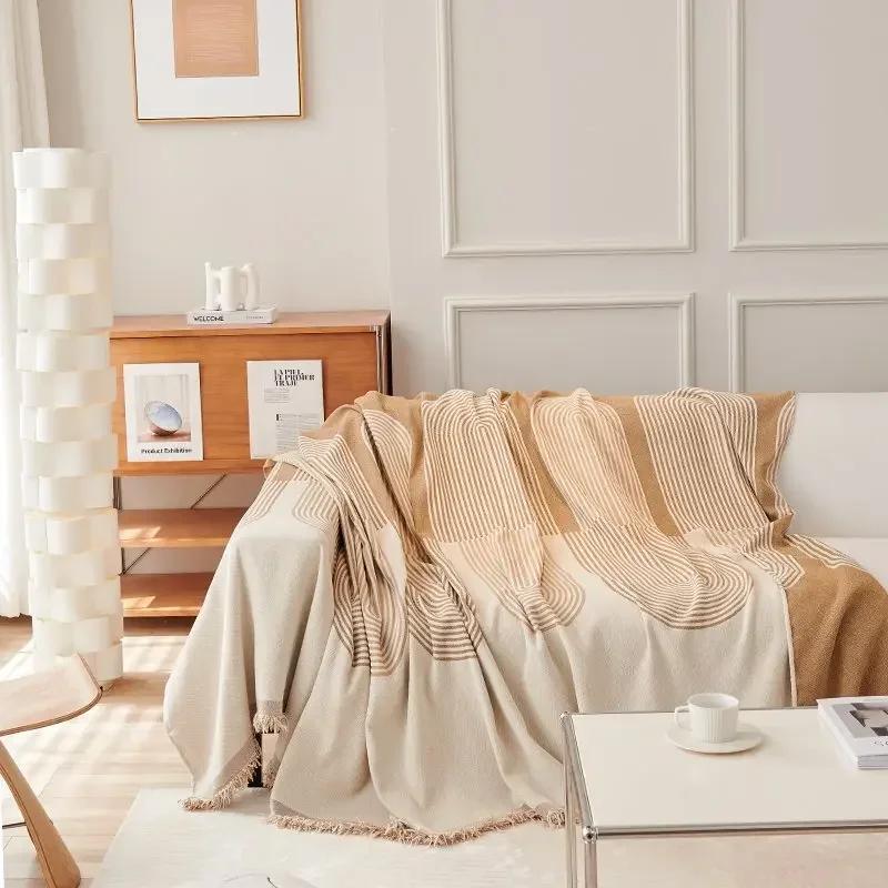 Nordic Tassel Throw Blanket Single Full Four Season Cotton Sofa Cover Dust Anti-cat Scratch Protection Cover Sofa Blanket Carpet