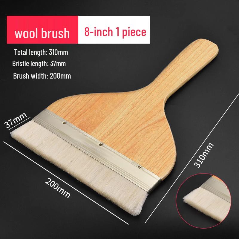 Wool-Latex Paint Brush with Wooden Handle, Soft Non-Shedding Bristles, Ideal for Wall Cleaning and Painting