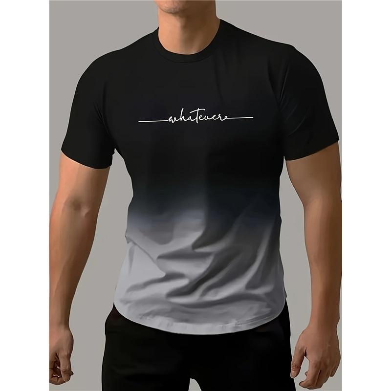 Simple Gradient 3D Printing Short-sleeved T-shirt Large Size Sports Breathable Men's Clothing
