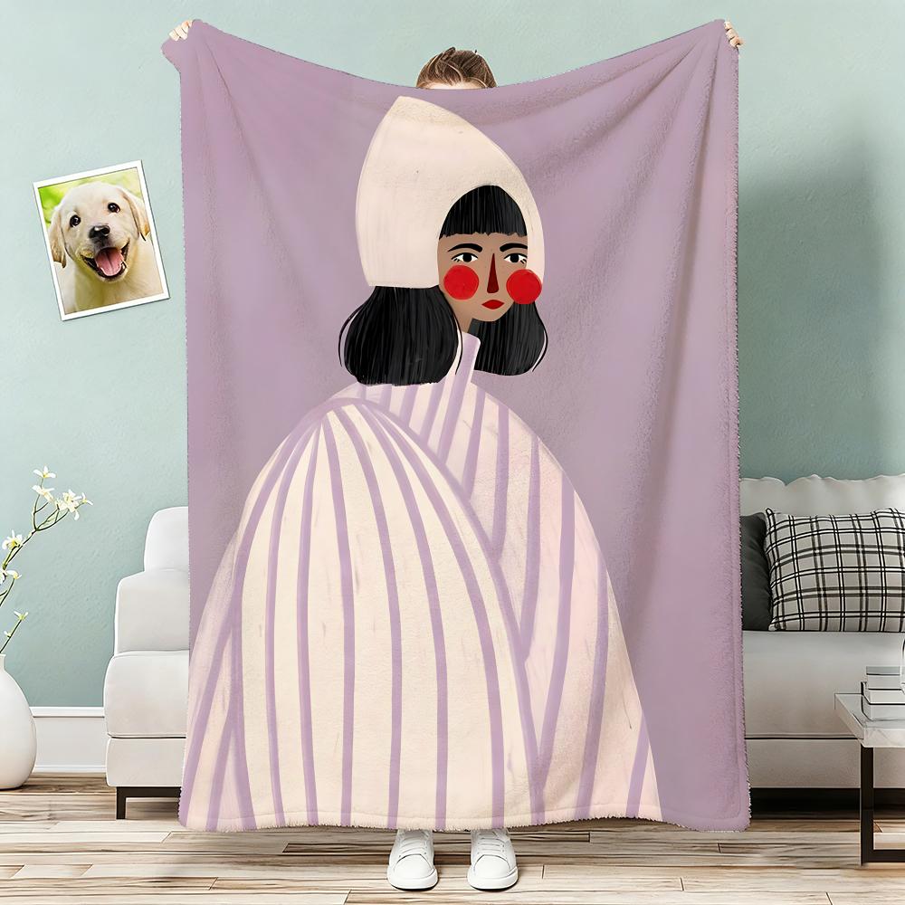 

Abstract Sofia Lind Body Line Throw Lightweight 240g Flannel Blanket Soft Skin-friendly for Summer Cooling 130x150cm