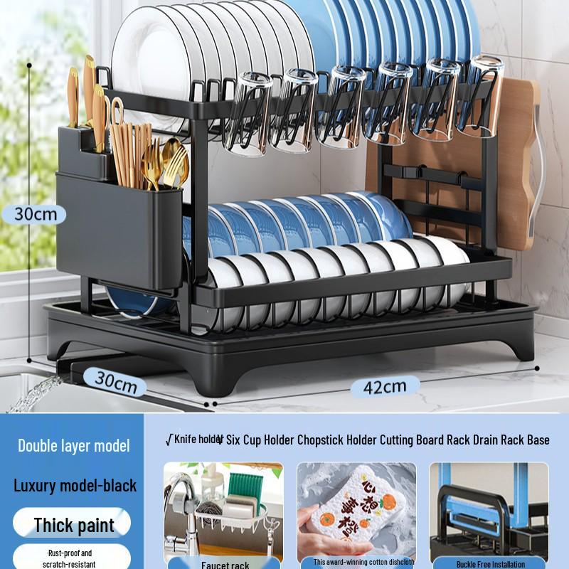 Cross-border Kitchen Dish & Cutlery Drying Rack - Countertop Bowl & Plate Storage