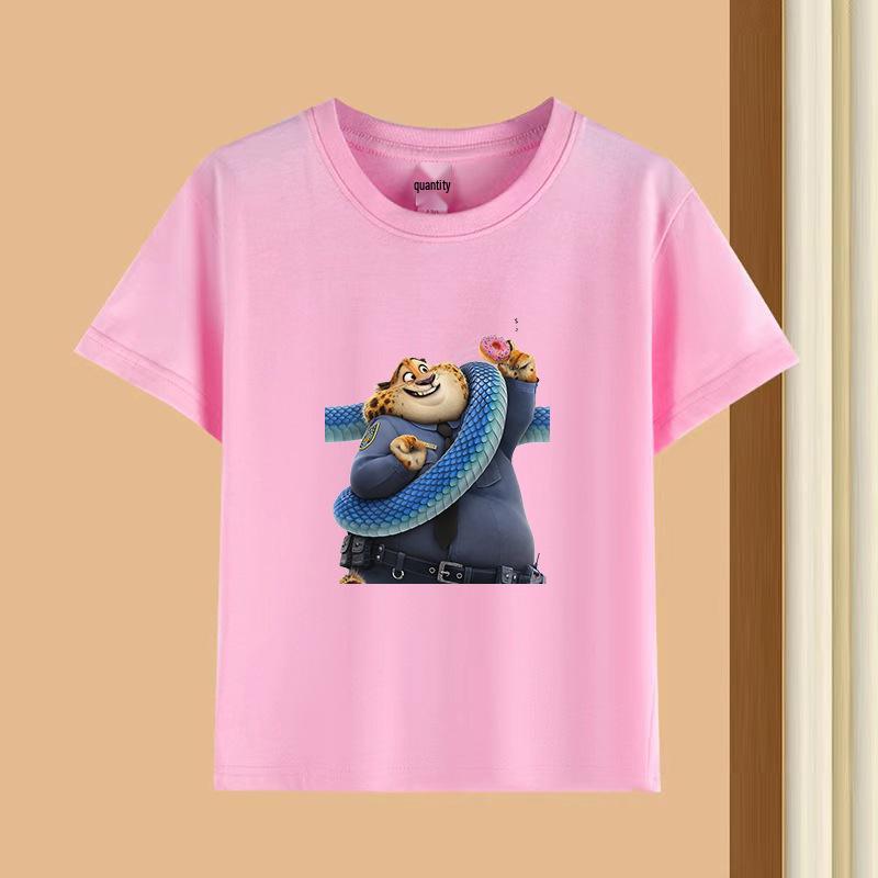 Dětské tričko s krátkým rukávem a kulatým výstřihem - 230g čistá bavlna s potiskem zvířat