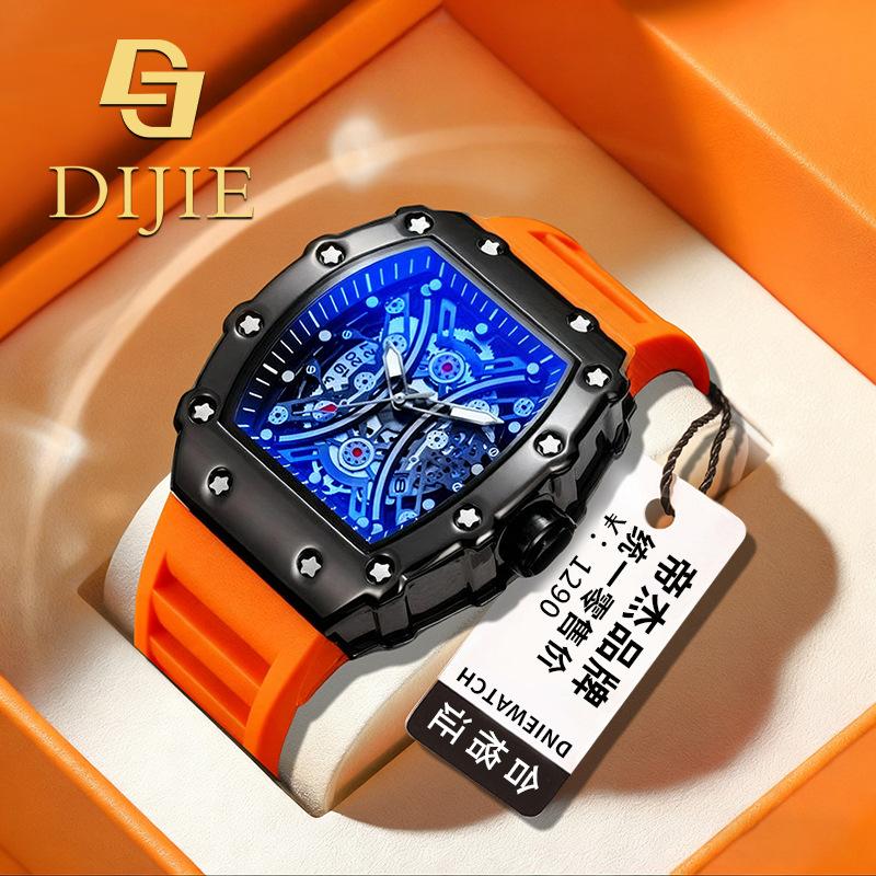 

Quartz Watch Men S Automatic Waterproof Spring Calendar Watch Barrel Type Hollow Fashion помаранчевий