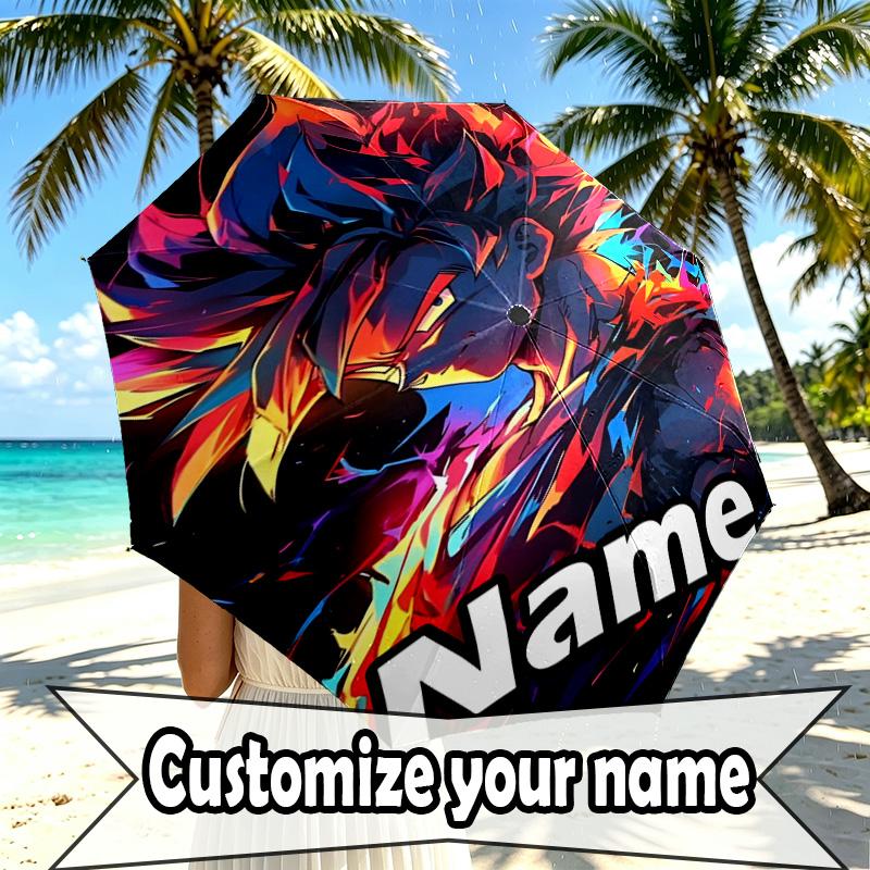Parapluie Personnalisé Nom Personnalisé Imprimé DRAGON BALL, Ouverture/Fermeture Automatique, Structure Robuste à 8 Baleines, Utilisation Quotidienne, Camping, Randonnée, Cadeau d'Anniversaire