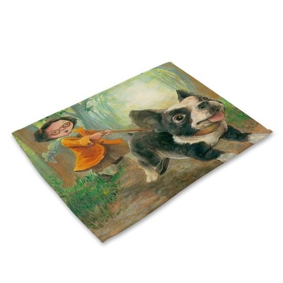 Stain Resistant Placemat Heat Resistance Linen Modern Style Butterfly Pattern Table Mat Household