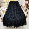 Butterfly Flocking Fairy Mesh Skirt Skirt Skirt Skirt Autumn and Winter Splicing Pleated Skirt Mid-length A-line Skirt