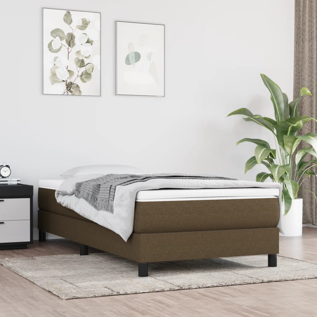 Vidaxl Bed Frame Without Mattress, Dark Brown, 90X190 Cm, With Fabric