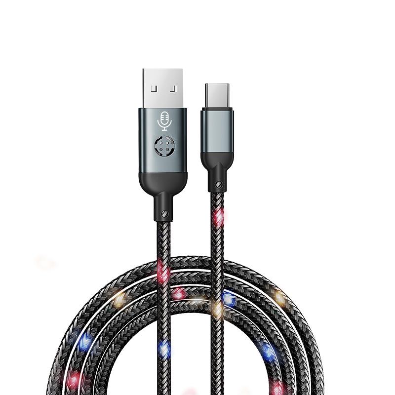 

Universal Fast-Charging Streamer Cable for Apple & Android with Luminous Type-C & Sound Control Type-C 1.2m серый