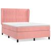 Lit avec sommier à lattes - Maison Exclusive - Matelas 140x190 cm - Velours rose - Tête de lit incluse
