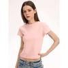 Korean Pink Slim-fit Short-sleeved T-shirt Women's Summer New Front Shoulder Crew Neck Thin Chic Bottoming Shirt