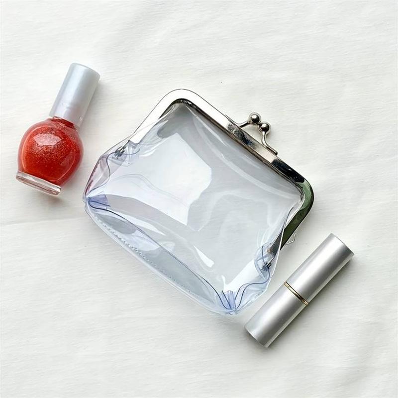 Transparent Coin Purse Multifunctional Lipstick Key Bags Card Holder Iron Mouth Clip Wallet Portable Storage Bag