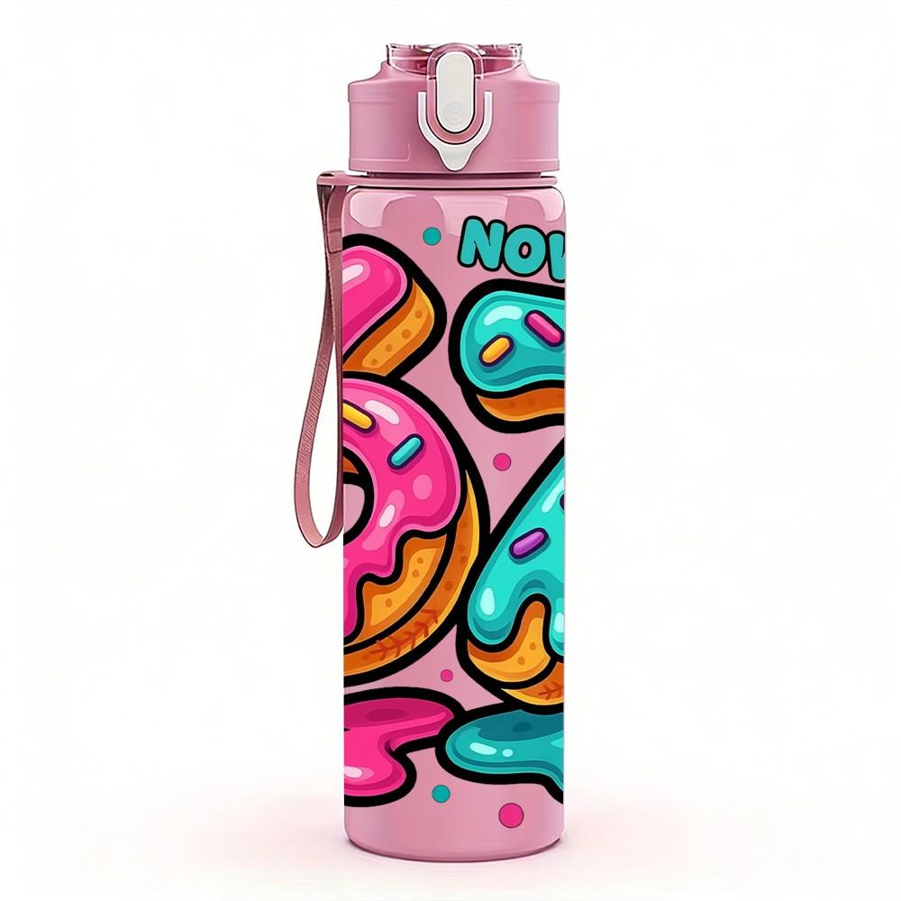 1PC Sixty Seven Bright Pop Graffiti Number Art 750ml Color Plastic Sports Water Bottle Leakproof Flip Straw Lid Suitable for Sports Office Home Use