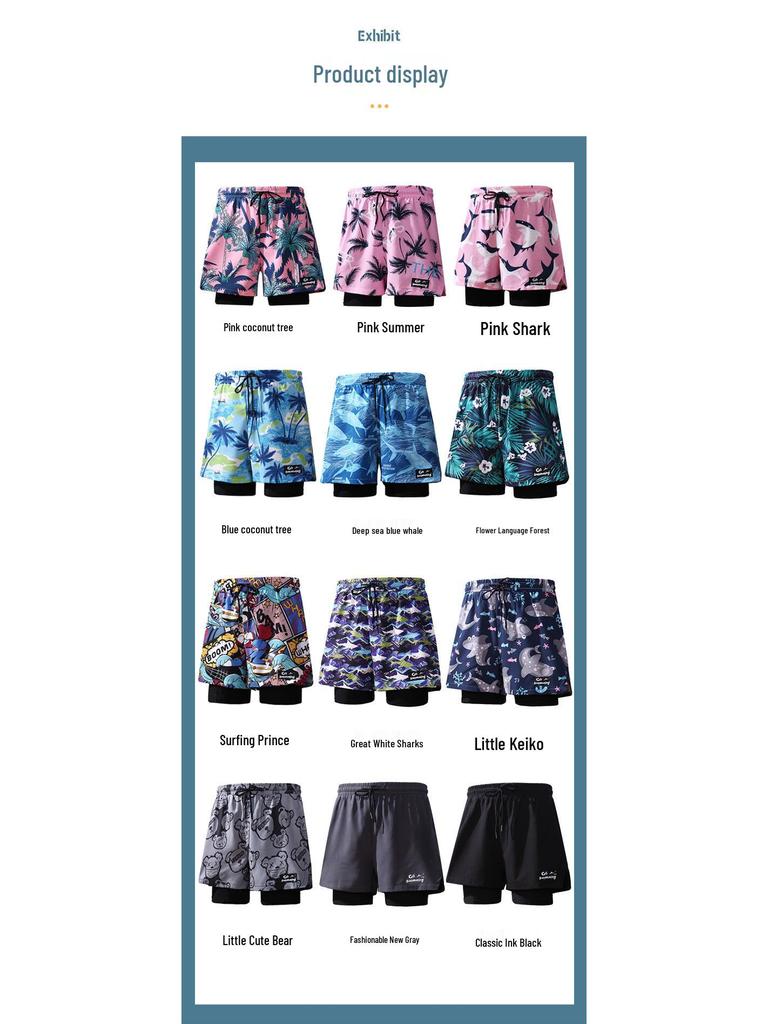 SUREDA Șort de baie cu uscare rapidă anti-jenă - Costum de baie unisex mărime plus cu picior pătrat pentru plajă și izvoare termale