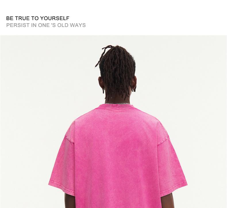 230g Gewaschenes Vintage Europäisches Schweres Übergroßes T-Shirt mit überschnittenen Schultern & Rundhalsausschnitt