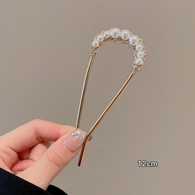 New Hairpin Female Disc Hair Artifact U-shaped Fixed Four Toothed Insert Comb Hairpin Ancient Style Flower Headpiece