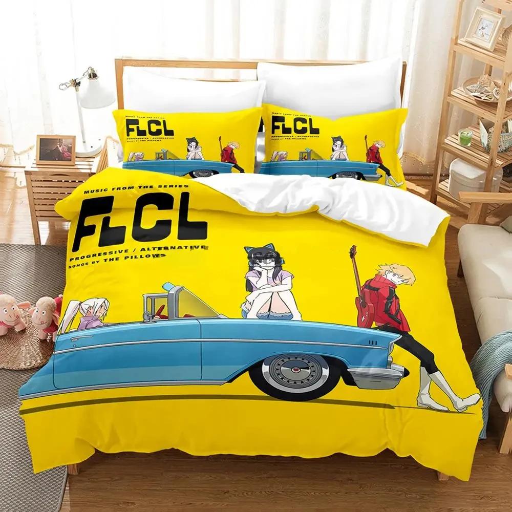 2024 FLCL Alternative Boys Bedroom Bedspread Single Twin Full Queen King Size Anime B Quilt Cover Pillowcaseed Sheet Set