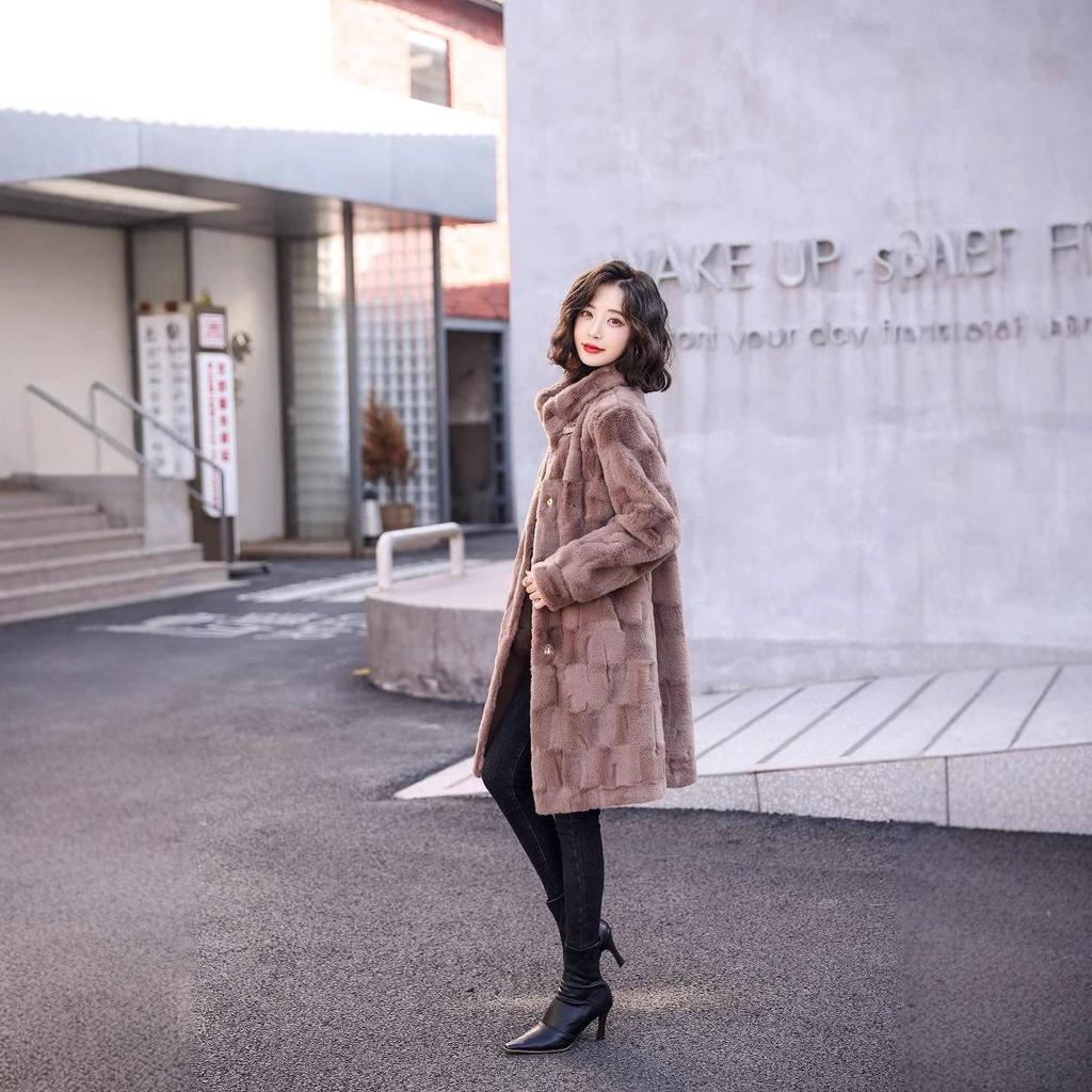 Haining Lang Nerzmantel für Damen - High-End Winterstil