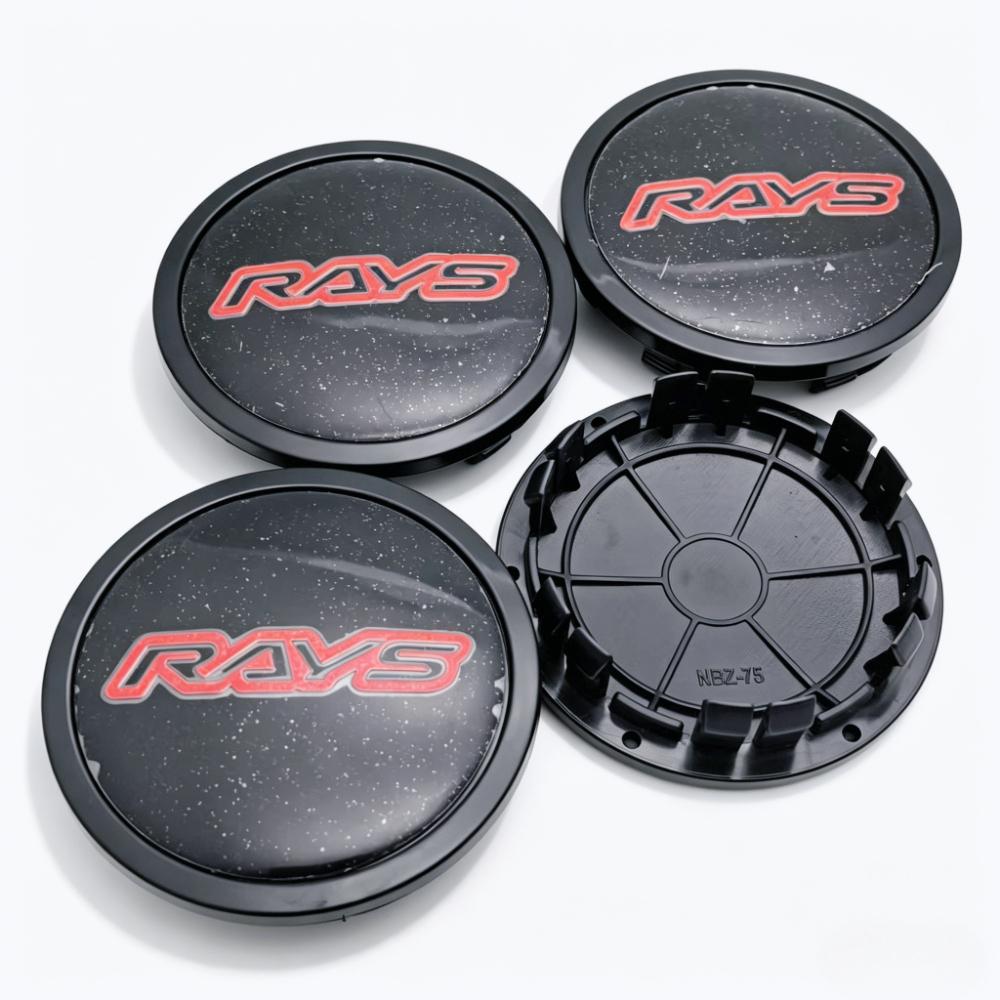 4 piezas/Set 75 mm / Clips 65 mm Emblema Insignia Logo Rays Tapacubos Centrales de Rueda de Coche Tapa de Cubo de Rueda Tapa de Cubo de Llanta Reemplazo Accesorios para Coche