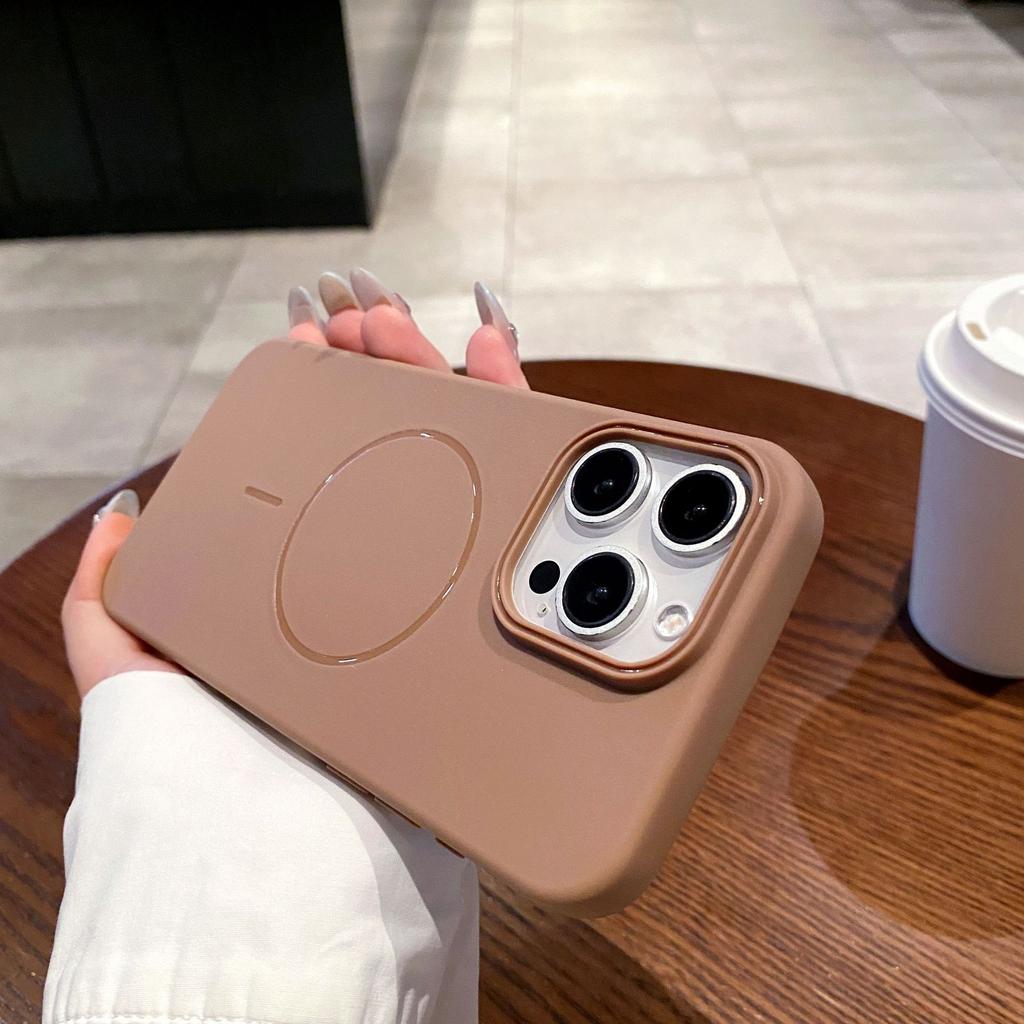 Frosted skin case 16E is suitable for Apple 16promax mobile phone case 15pro fine ring magnetic suction tpu protective case.