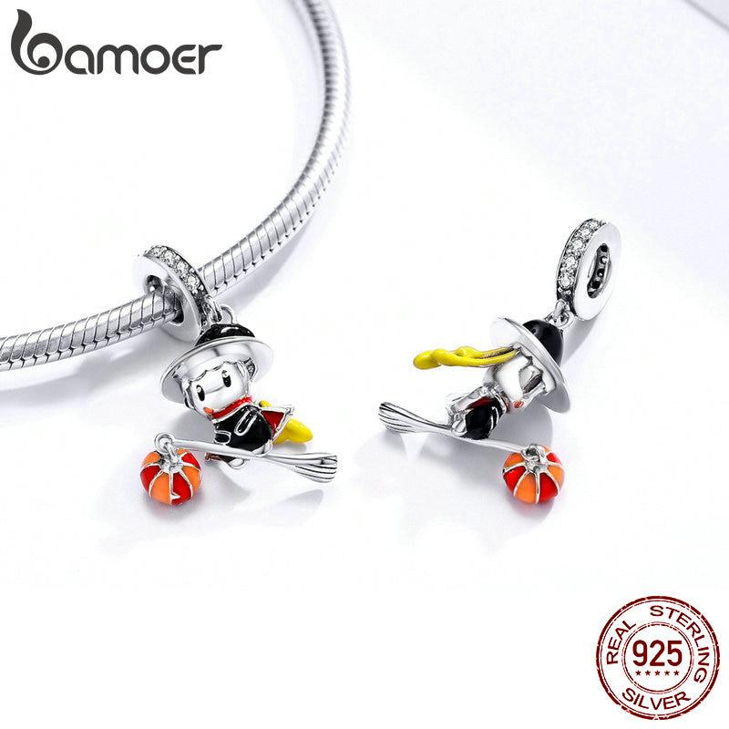 BAMOER 925 Sterling Silber Schmuck Schöne Hexe Astronaut Hund Anhänger Herz Bär Charme fit Original Armband