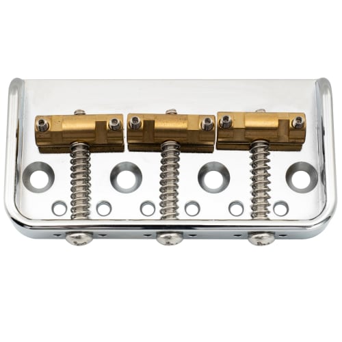 Musiclily Ultra 10.8mm Short Telecaster Bridge, 3-Way, Brass Saddles, Aluminum Plate, for Vintage TL Electric Guitars, Chrome