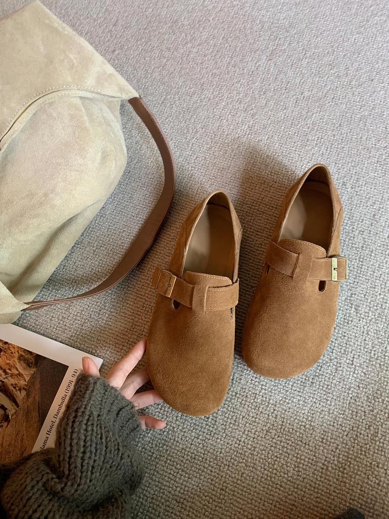 Grape mother winter new Boken shoes four seasons versatile casual women's shoes comfortable soft leather one pedal two shoes children