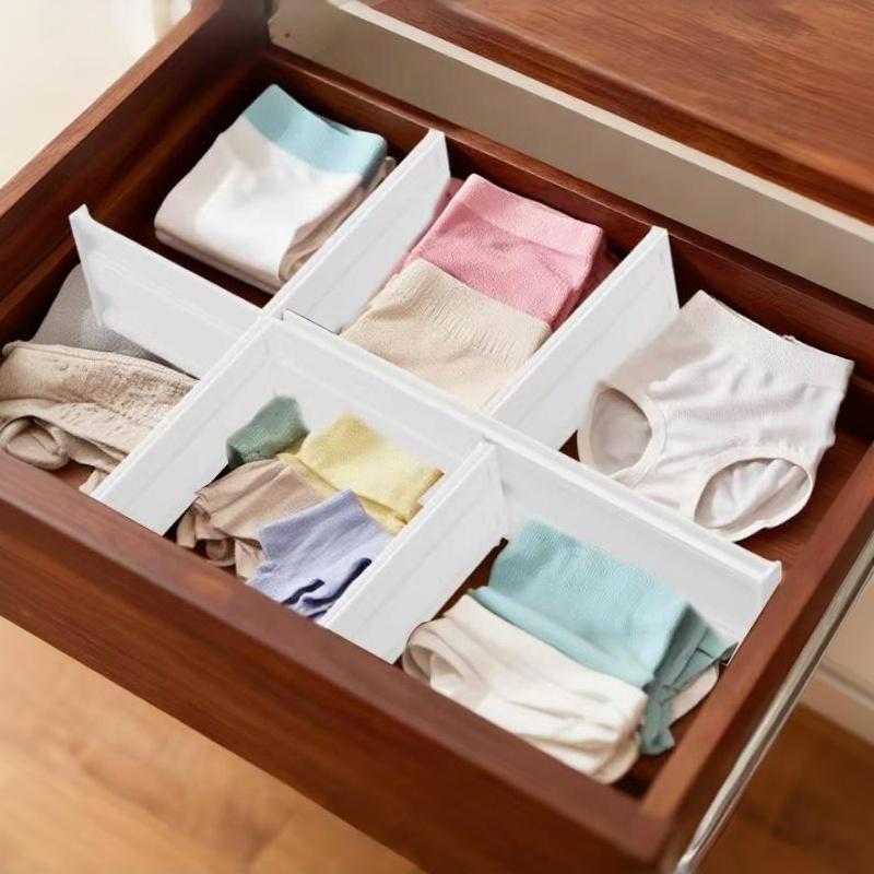 5Pcs Adjustable Expandable Plastic Drawer Divider Set No Drill For Deep Shallow Drawers Underwear Kitchen Storage