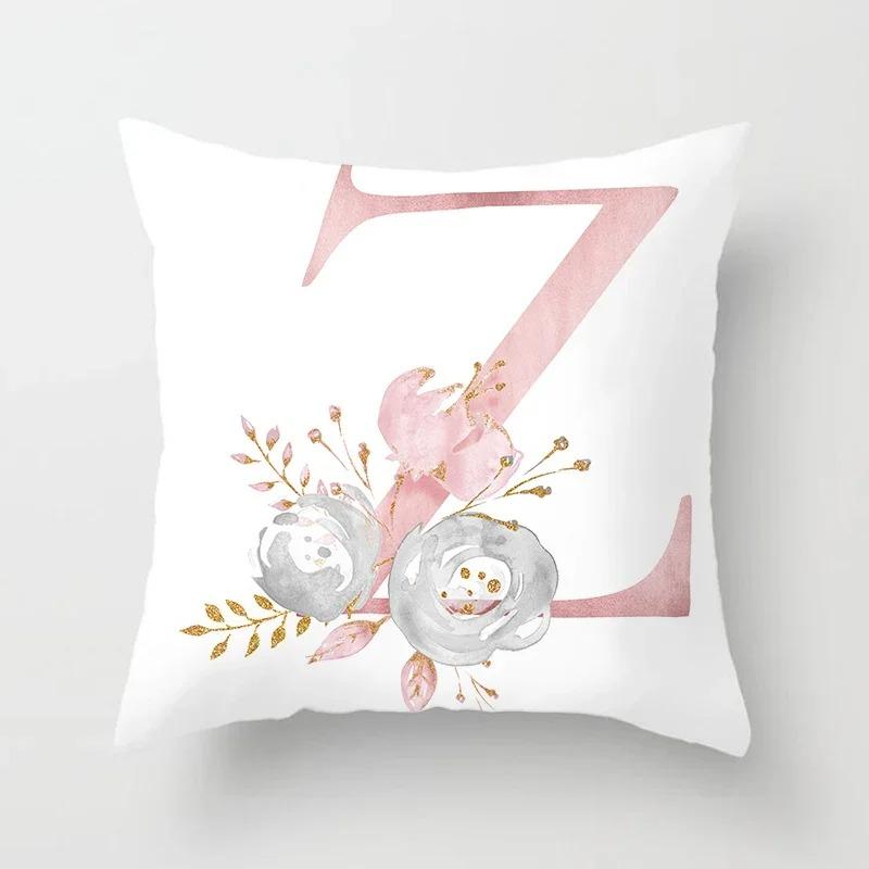 Sweet Pink Pillowcase Decoration 26 Letters Pillowcase Pillowcase Car Cushion Cover Home