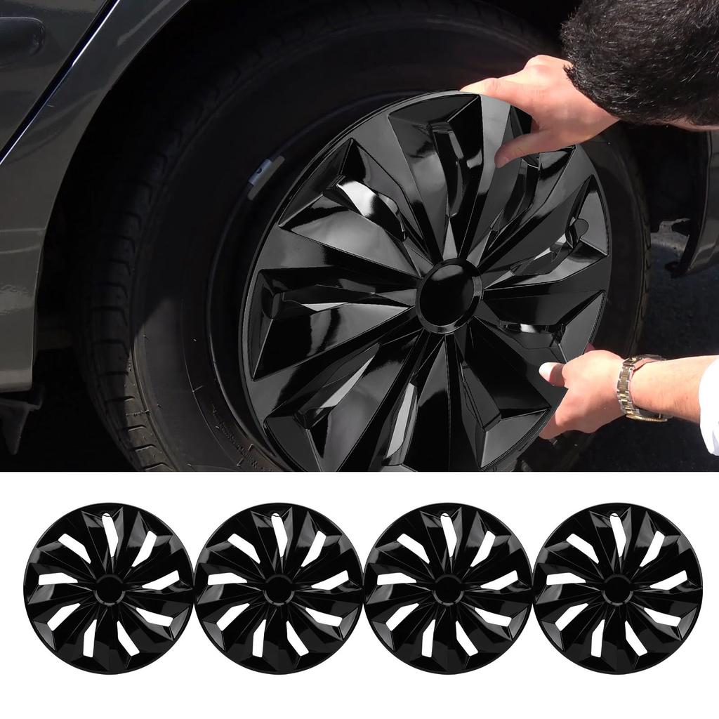 Set di 4 Copricerchi da 17 Pollici Eleganti Adatti a Clip-On in ABS Sostituzione per la Maggior Parte di Auto Camion SUV