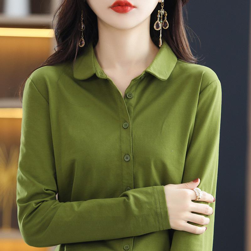 

2024 Women s Long Sleeve Blouse - Lycra Cotton German Velvet Top for Spring/Summer/Autumn XXL