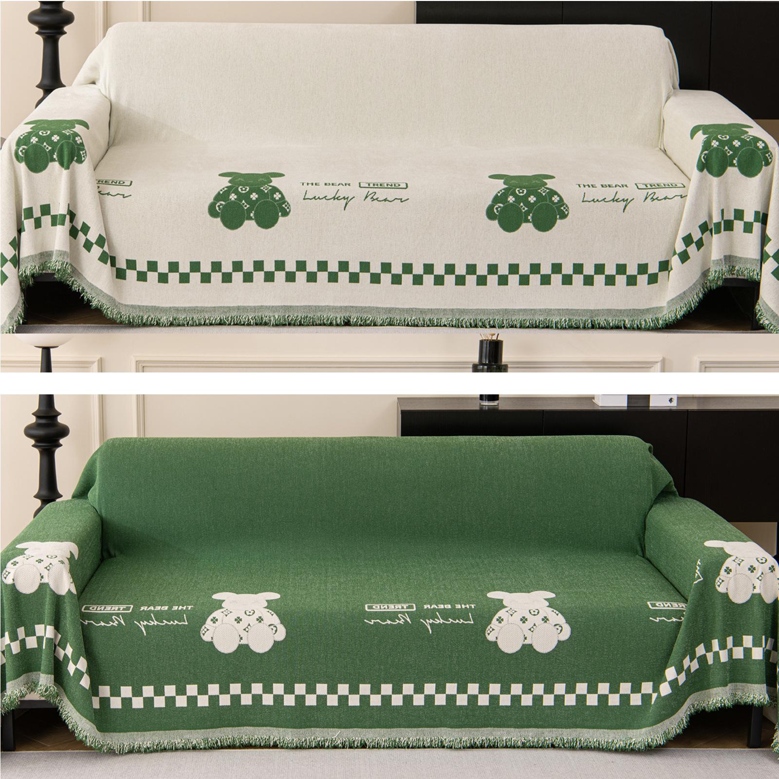 

Новый чехол для дивана с изображением мультяшного медведя, ткань Ins Style, чехол для дивана, полотенце, одеяло, универсальный чехол Four Seasons, двусторонний чехол для дивана, песочный цвет 180*130cm